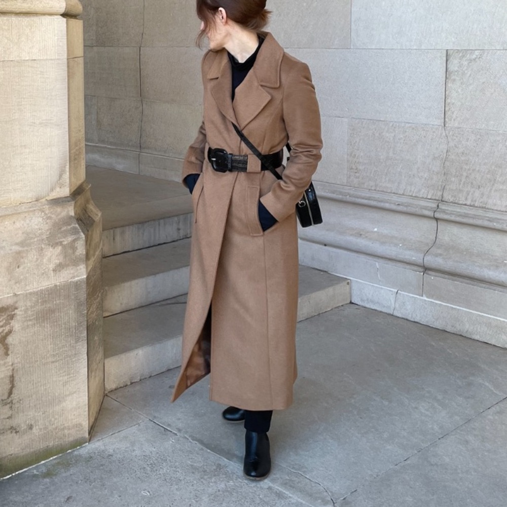 Ralph Lauren Double Breasted Belted Full Length Camel Wool Coat - Picture 3 of 16